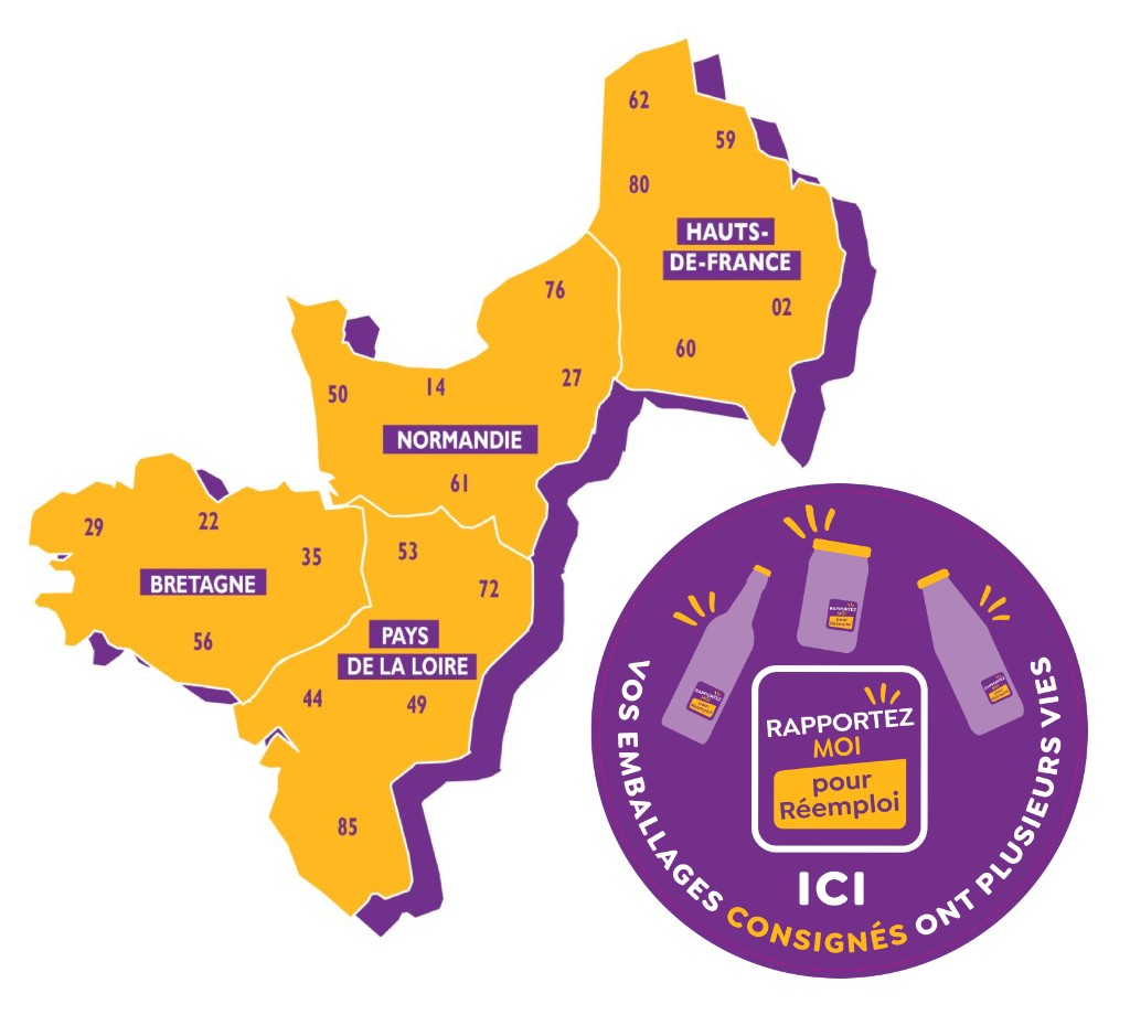 Carte des régions concernées par l’expérimentation ReUse